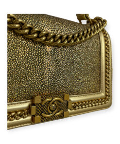 Chanel Galuchat Stingray Top Handle Boy Bag in Gold 17