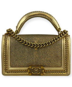 Chanel Galuchat Stingray Top Handle Boy Bag in Gold 14