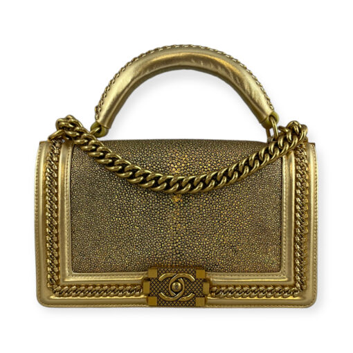 Chanel Galuchat Stingray Top Handle Boy Bag in Gold 1