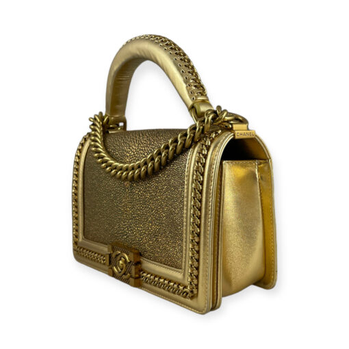 Chanel Galuchat Stingray Top Handle Boy Bag in Gold 2