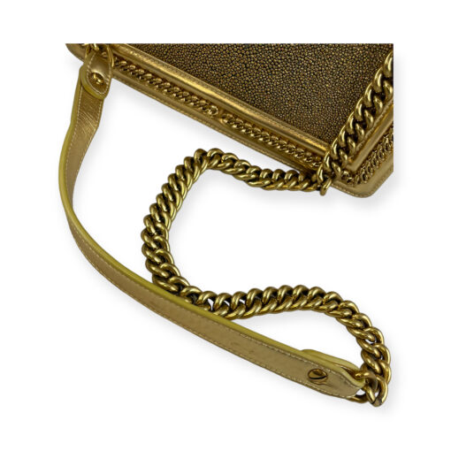 Chanel Galuchat Stingray Top Handle Boy Bag in Gold 7