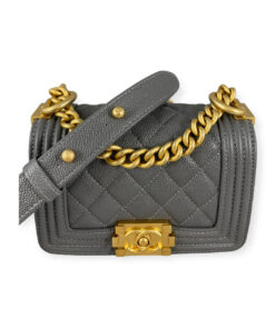 Chanel Caviar Quilted Mini Boy Bag in Grey 15