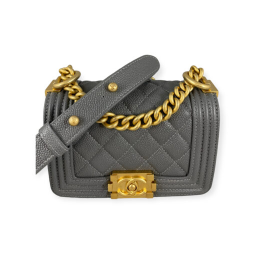 Chanel Caviar Quilted Mini Boy Bag in Grey 2