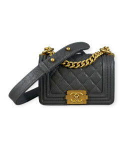 Chanel Caviar Quilted Mini Boy Bag in Grey 16