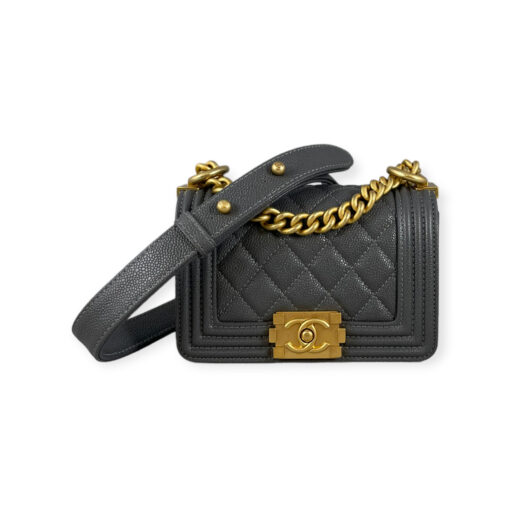 Chanel Caviar Quilted Mini Boy Bag in Grey 3