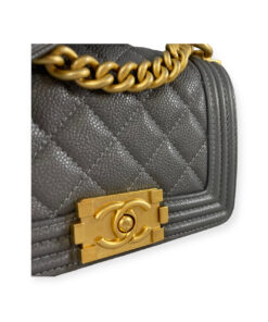 Chanel Caviar Quilted Mini Boy Bag in Grey 14