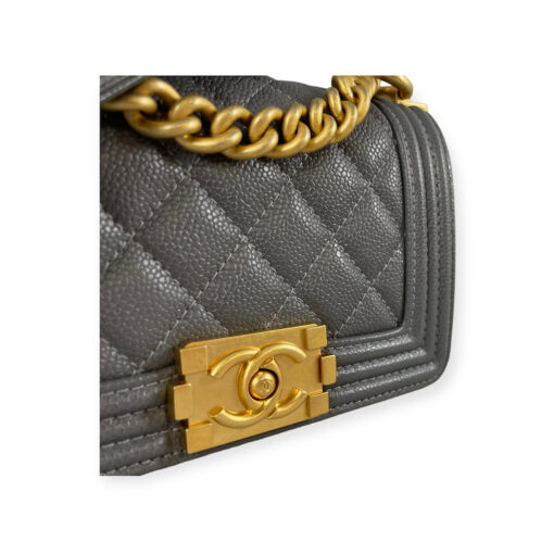 Chanel Caviar Quilted Mini Boy Bag in Grey 1