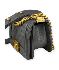 Chanel Caviar Quilted Mini Boy Bag in Grey 17