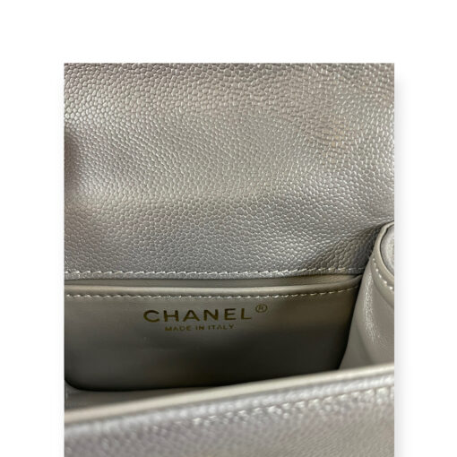 Chanel Caviar Quilted Mini Boy Bag in Grey 10