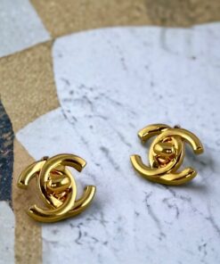 Chanel Gold Plated Turnlock Earrings