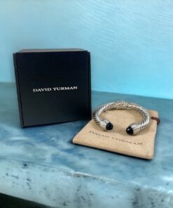 David Yurman Cable Classics Faceted Onyx + Diamond Bracelet 10mm