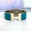Size T2 | Hermes Enamel Clic Clac H Bracelet in Bleu Canard