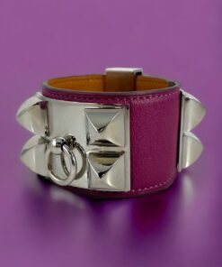 Size T2 | Hermes Collier De Chien Bracelet in Magenta