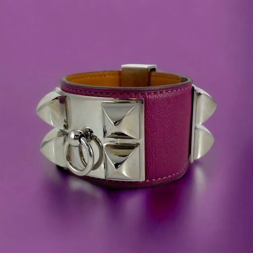 Size T2 | Hermes Collier De Chien Bracelet in Magenta