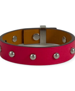 Hermes Mini Dog Clous Carres Studded Bracelet Pink 16
