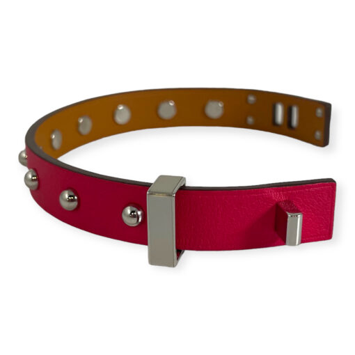 Hermes Mini Dog Clous Carres Studded Bracelet Pink 5