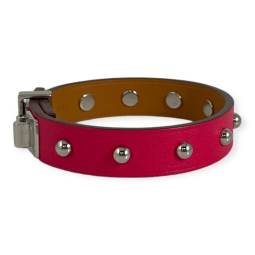 Hermes Mini Dog Clous Carres Studded Bracelet Pink 1