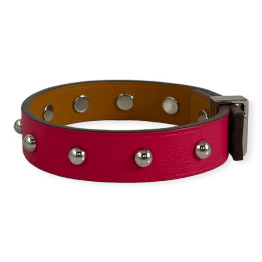 Hermes Mini Dog Clous Carres Studded Bracelet Pink 2