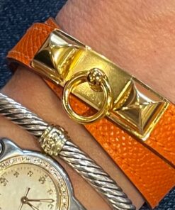 Hermes Rivale Double Tour Bracelet in Orange