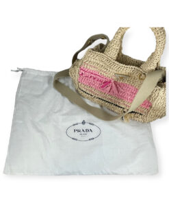Prada Raffia Straw Pink Top Handle Shoulder Bag 26