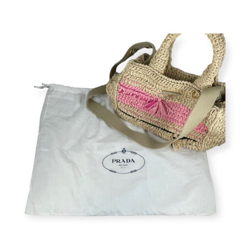 Prada Raffia Straw Pink Top Handle Shoulder Bag 13