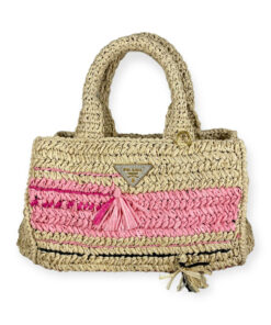Prada Raffia Straw Pink Top Handle Shoulder Bag | MTYCI