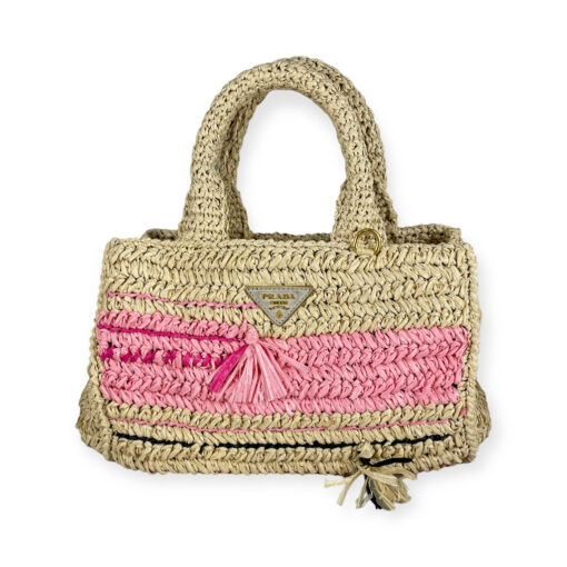 Prada Raffia Straw Pink Top Handle Shoulder Bag 2