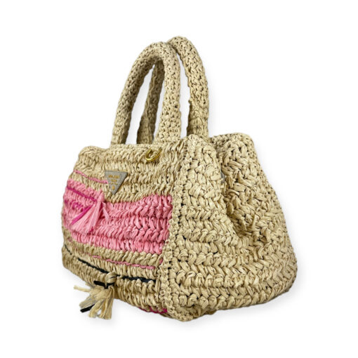 Prada Raffia Straw Pink Top Handle Shoulder Bag 5