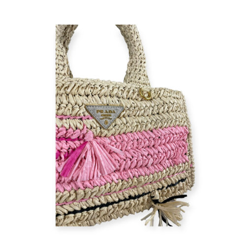 Prada Raffia Straw Pink Top Handle Shoulder Bag 3