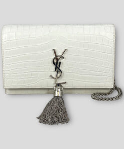 Saint Laurent Kate Tassel Chain Bag in White 12