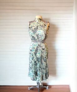 Size 4 | Saloni Fleur Plated Dress in Green