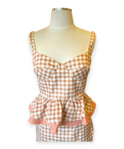Silvia Tcherassi Checkered Top + Skirt in Peach White 4 7