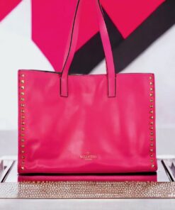 Valentino Rockstud Tote in Hot Pink