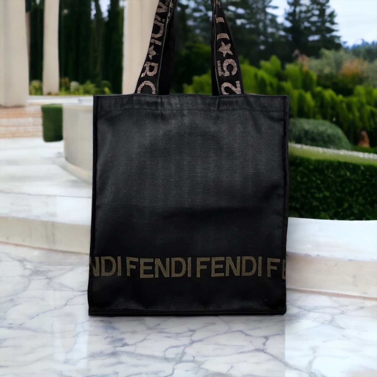 Fendi Nylon Tote Bag in Black / Brown | MTYCI