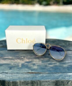 Chloe Aviator Sunglasses CE in Gold/Blue