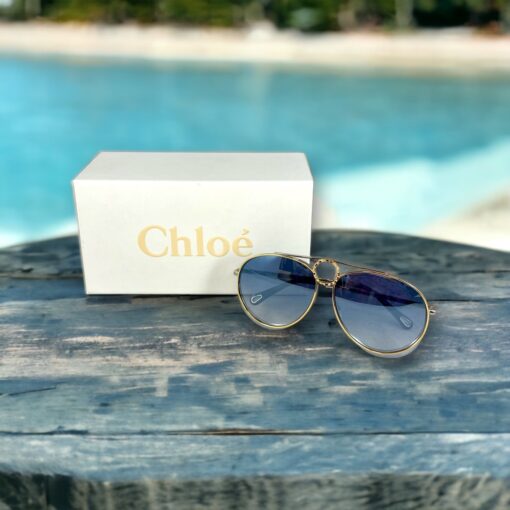 Chloe Aviator Sunglasses CE in Gold/Blue