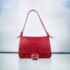 Fendi Pebble Leather Shoulder Bag in Red