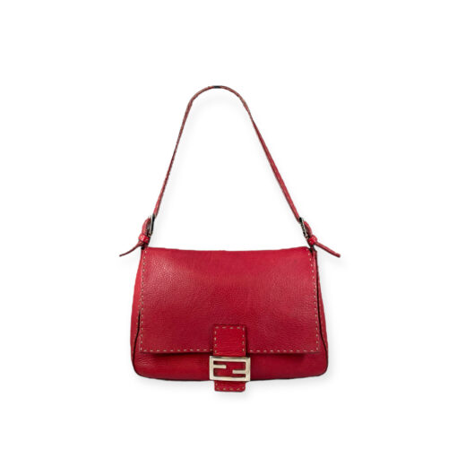 Fendi Pebble Leather Shoulder Bag in Red 1