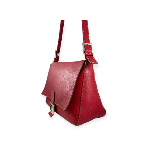 Fendi Pebble Leather Shoulder Bag in Red 3