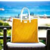 Fendi Yellow Perforated Shopping Tote