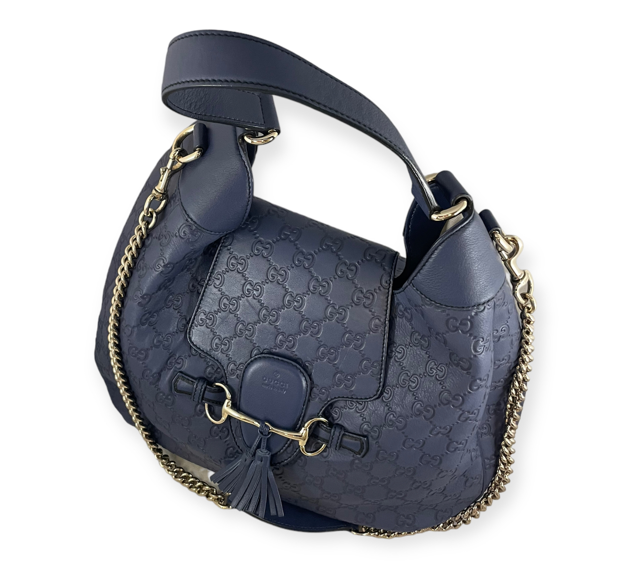 Gucci Guccissima Emily Horsebit Hobo in Blue | MTYCI