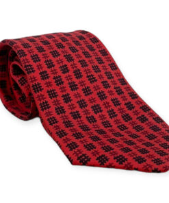 Hermes Basket Weave Tie in Red and Black