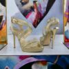 Size 39.5 | Jimmy Choo Glitter Lame Sandal in Gold