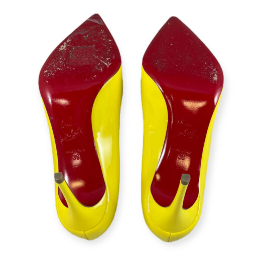 Christian Louboutin Pigalle Follies Patent Pumps in Yellow 36 7
