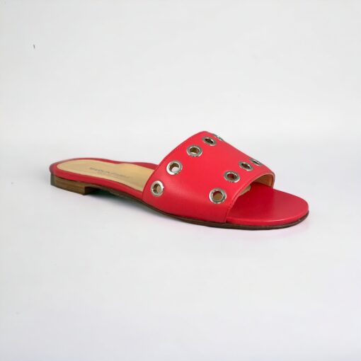 Size 37.5 | Marion Parke Cora Grommet Slides in Coral
