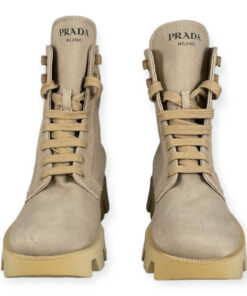 Prada Canvas Combat Boots in Nude 38.5 9