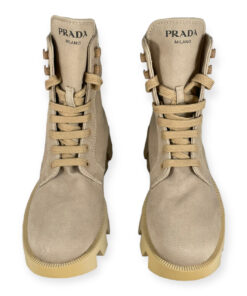 Prada Canvas Combat Boots in Nude 38.5 10
