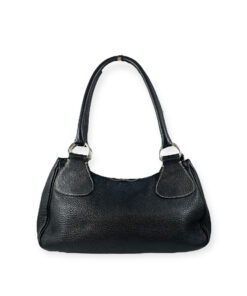 Prada Logo Pebble Leather Shoulder Bag in Black 15