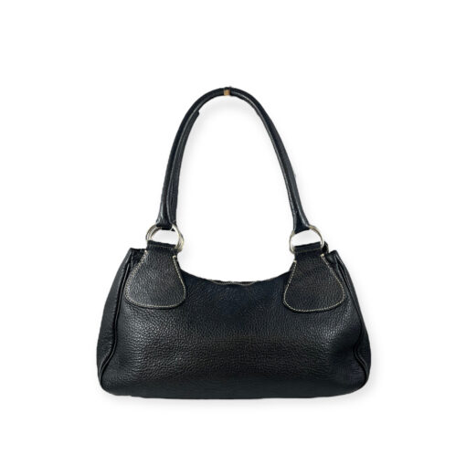 Prada Logo Pebble Leather Shoulder Bag in Black 5
