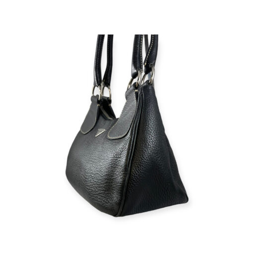 Prada Logo Pebble Leather Shoulder Bag in Black 3